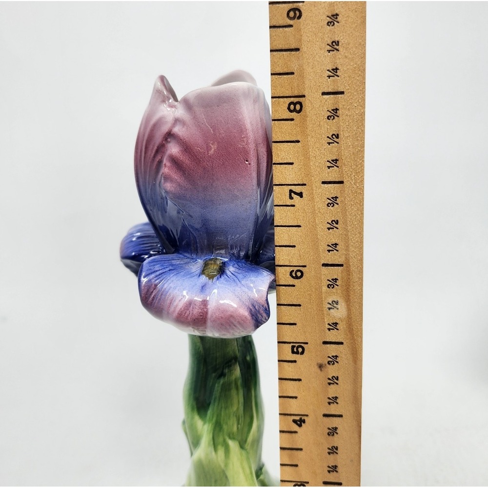 Set of 2 Vtg Ancora Porcelain Iris Italian Candlestick Holders Hand Painted 8" - Picture 8 of 10